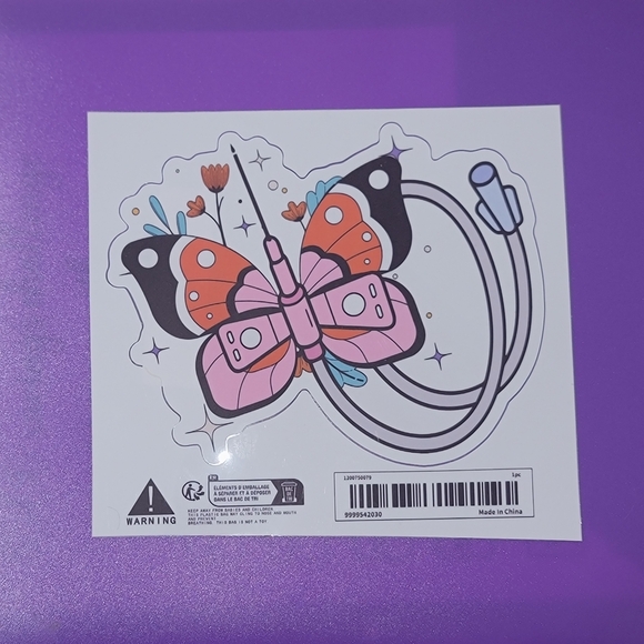 Other - Phlebotomy Butterfly Sticker with Floral Design